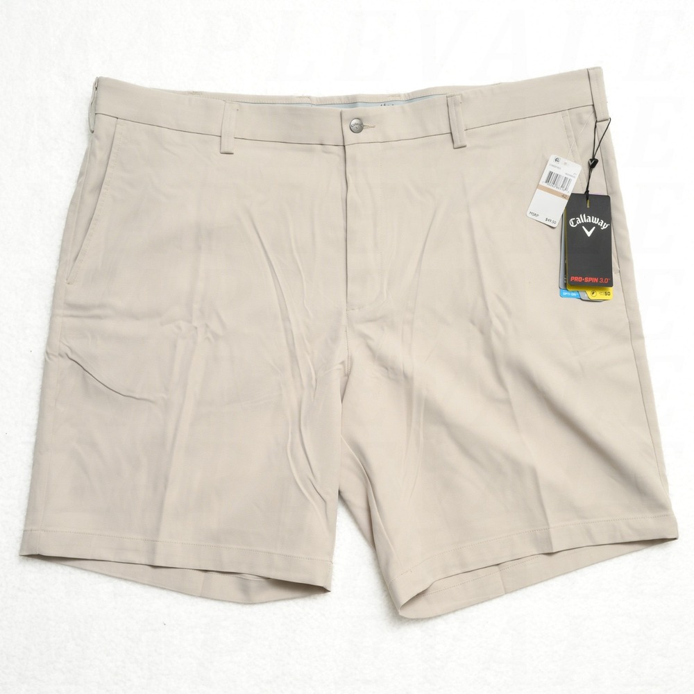 Callaway Pro Spin 3.0 Golf Shorts Men's 42 Beige 9" Inseam Opti-Dri Stretch NWT